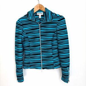 Joseph Ribkoff Striped Zip Jacket - Textured Ribbed Stretch - Size 8